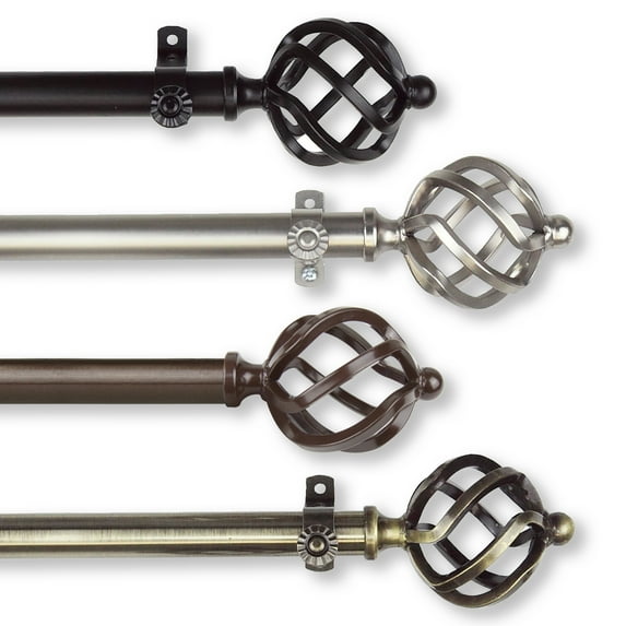 13/16" Dia Adjustable 66-120 inch Curtain Rod with Jinx Finials - Cocoa,(4842-667)