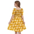 thumbnail image 2 of Actgleam Girls Dress Floral Print Puff Sleeve Square Neck A-Line Midi Summer Casual Sundress,Orange Floral,9-10Y, 2 of 8