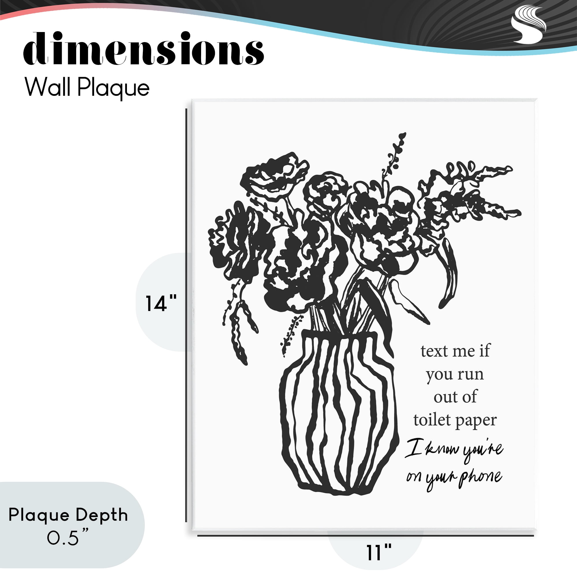 Stupell Industries Text Me Bathroom Florals Wall Plaque Art, design by Lettered and Lined