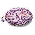 thumbnail image 1 of Floral Round Floor Cushion with Handle, Plum Colored Huge Leaves and Pink Dark Pink Fuchsia and Vermilion Flowers, Decorative Pillow for Living Room & Dorms, 18" Round, Multicolor, by Ambesonne, 1 of 4