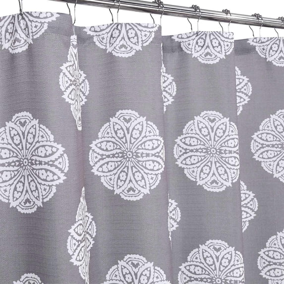 Shower Curtains, Decorative Medallion Damask Print 200GSM Fabric Shower Curtains with Reinforced Buttonholes for Bathroom, Grey,72"x84"