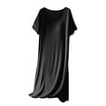 thumbnail image 2 of Antinious Womens Nightgowns Solid Color Short Sleeve Long Pajama Dress with Built-in Bra,Summer Holiday!Nightgowns for Women,Women Pajama Dress,Black,Free Size, 2 of 5