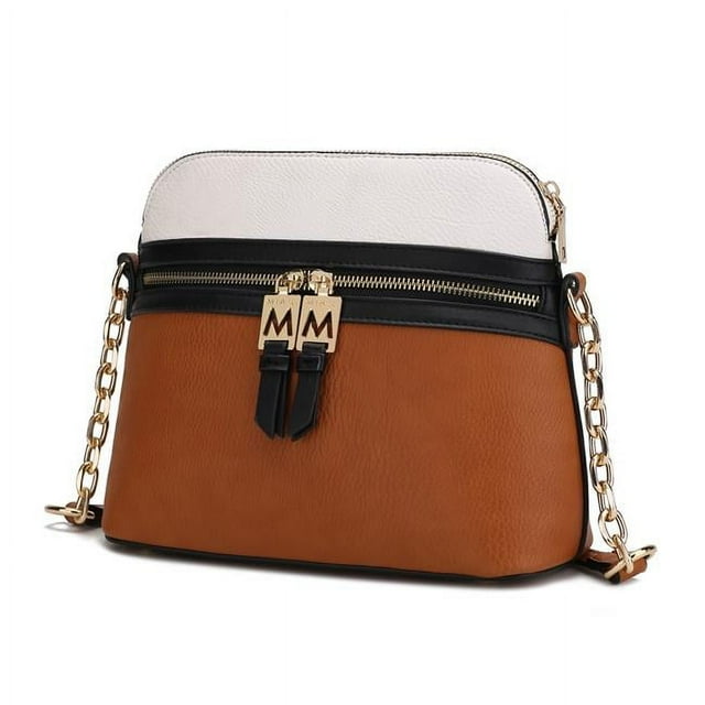 MKF Collection par Mia K. MKF-X603COG-BK Karelyn Sac à Main Bandoulière en Cuir Végan pour Femmes