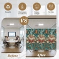 thumbnail image 6 of William Morris Plant Floral Window Privacy Film, Retro Lotus Flower Leaves Static Cling UV Sun Blocking Tint Film Heat Control Windows Films for Bedroom Bathroom, Window Stickers 17.7"x39.3", 6 of 8
