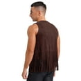 thumbnail image 4 of TiaoBug Gilet Sans Manches à Franges pour Hommes, Veste Cardigan Western Cowboy Khaki m, 4 of 10