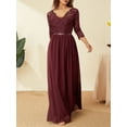 Women's Lace Long Dress Bridesmaid Evening Party Elegant VNeck Maxi