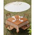 thumbnail image 3 of Orange Geometric Outdoor Tablecloth with Umbrella Hole, White Greek Key Design Burlap Modern Art Spillproof Waterproof Outdoor Table Cover, Patio Tablecloths for Party/Garden/Picnic, Square 60"x60", 3 of 9