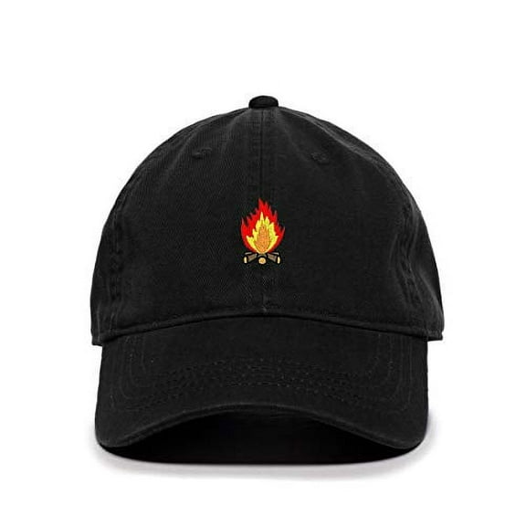 Tech Design Wood Fire Baseball Cap Embroidered Cotton Adjustable Dad Hat Black