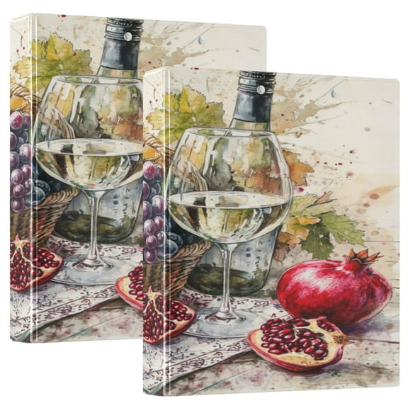 WOBOGO Fruit Basket with White Wine File Folders Extra Large Capacity to Hold 200 Sheets of Documents Hard Shell Ring Binder for School Home Office