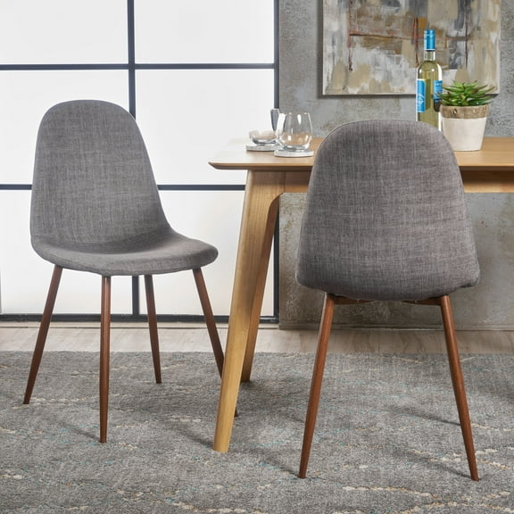 Noble House Rayna Mid Century Light Grey Fabric Dining Chairs (Set Of 2)