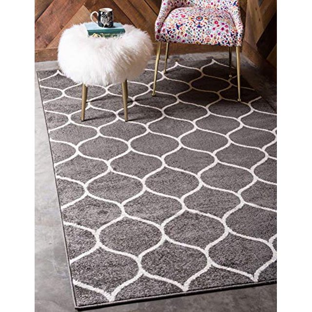 Unique Loom Trellis Frieze Collection Lattice Moroccan Geometric Modern Area Rug, 10 x 13 Feet, Dark Gray/Ivory