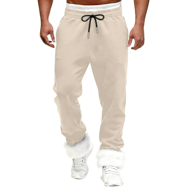 RXMEKW Mens Sweatpants Open Bottom, Trendy Casual Pants with a Straight Leg and Leather Detailing
