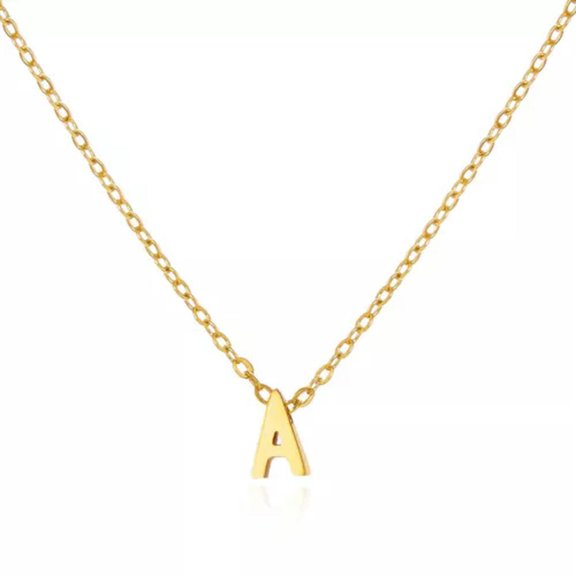 HOOUN 1pcs 316 Stainless Steel Cute Small Initial A-Z Letters Pendant Chain Necklace -LETTER A