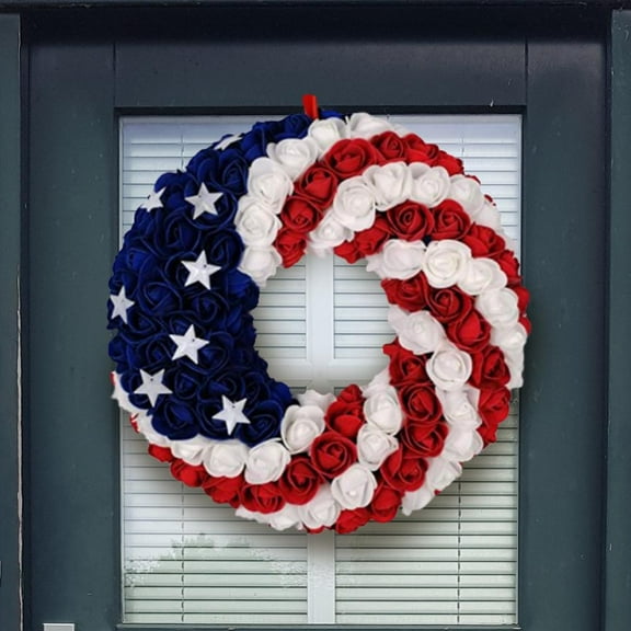 4th of July Wreaths, Summer Patriotic Front Door Independence Day Hang Wreath Memorial Day Wreath for Front Door Window Wall Home Decor