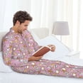 thumbnail image 6 of Naloa Seafood Men’s Pajamas Set - Long Sleeve Button Down Sleep Shirt and Pajama Bottoms Sleepwear Set-Small, 6 of 7