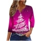 thumbnail image 2 of Fiudx Ofertas Flash Del Día Solo En Línea Camiseta Holgada de Manga 3/4 con Cuello En V y Estampado Navideño Informal a La Moda para Mujer, 2 of 5