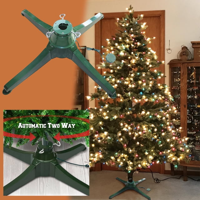 Weloille Large Christmas Tree Electric Rotating Base, Two-Way Rotation Back and Forth Artificial Christmas Tree Stand, Rotating Adjustable Christmas Tree Foot Bracket