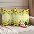 thumbnail image 5 of Summer Floral Outdoor Waterproof Throw Pillow Covers 18x18 Set of 2, Yellow Sunflowers Leaves Botanical Checkered Pillowcases Cushion Pillowcase for Couch Sofa Patio Outside Pillow Protector, 5 of 9
