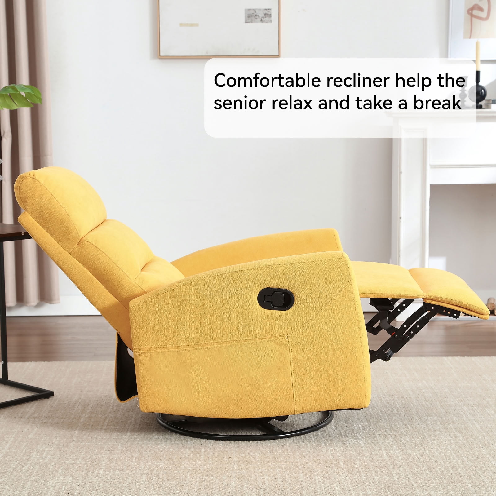 MAYEERTY 360 Degree Swivel Rocker Recliner Chair, Manual 155° Recline Glider Armchair, for Living Room Nursery Bedroom