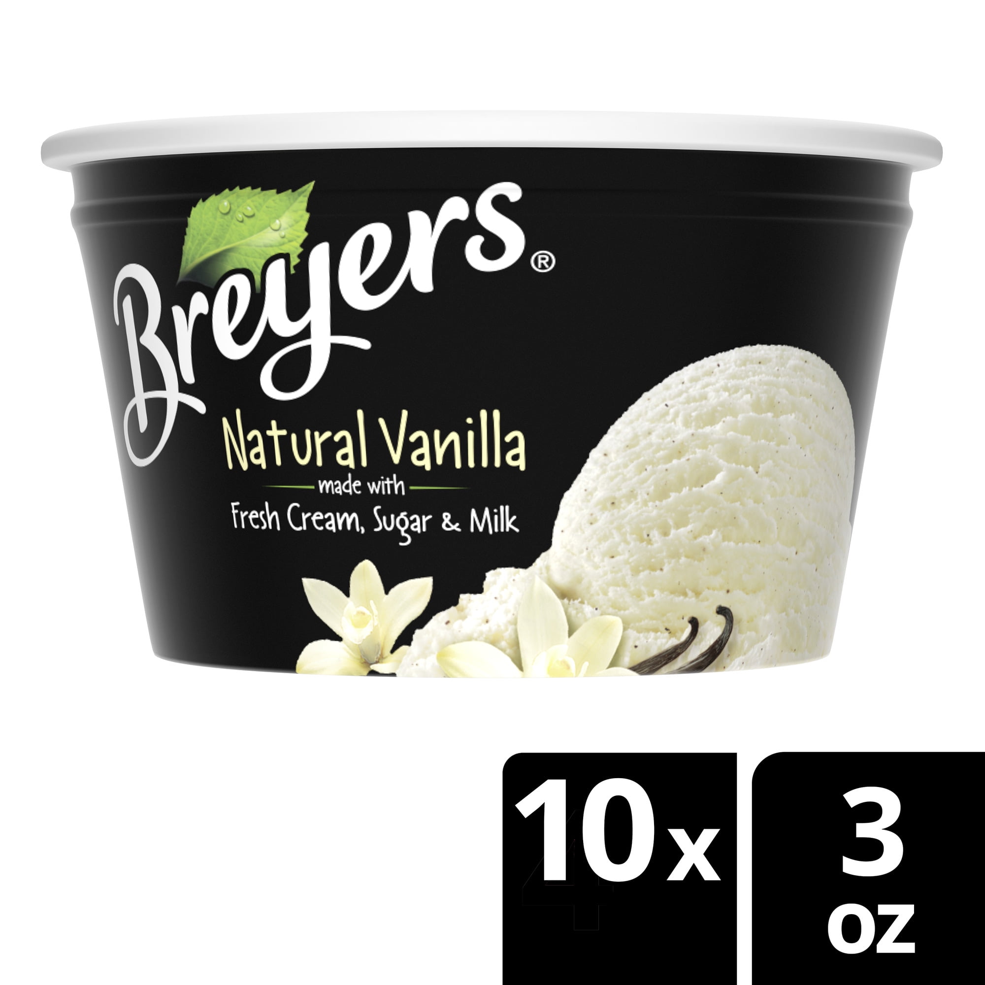 Breyers Ice Cream Natural Vanilla Snack Cups 3 oz Each 10 ct