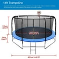 thumbnail image 7 of INCLAKE Trampoline with Enclosure Safety Net and Basketball Hoop, 14 x 14 x 8.2 Ft. Outdoor Backyard Kids Recreational Trampolines with 2 Step Ladder for Toddlers Birthday Gift, Black Blue, 7 of 7