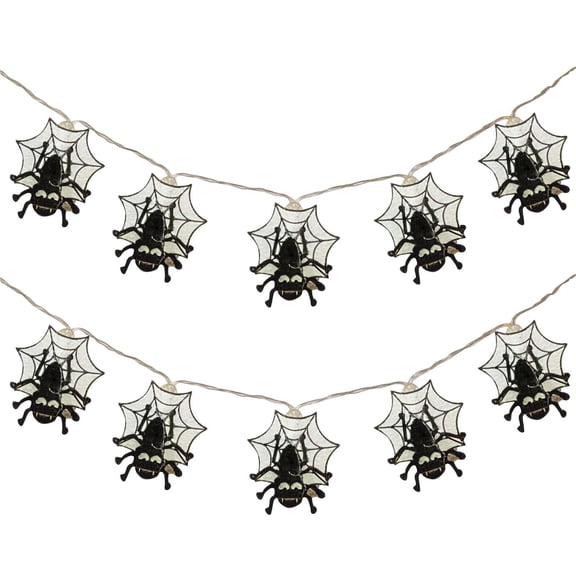 Halloween String Lights Indoor 2 X 2 Inch Web Shaped Led Halloween Lights 10 Piece Set for Home Bedroom Party Halloween Decorations