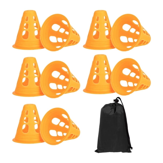 10 piezas marcador de patinador conos de entrenamiento accesorios equipos con juegos de bolsas de almacenamiento para patinador de rolleros de club en Amarillo