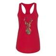 thumbnail image 2 of Trippy Colorful Buck Head Rainbow Hunting Deer Mosaic Animal Lover Ladies Racerback Tank Top, Red, Small, 2 of 3