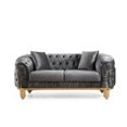 thumbnail image 2 of Modern Grey and Gold Loveseat | Used in Primary Living Space | Button - Tufted Velvet | Balance of Style and Comfort, 2 of 5