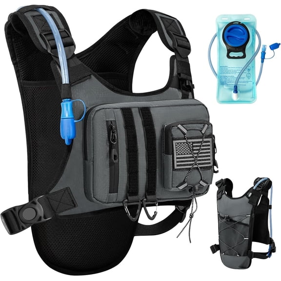 Outdoor Hydration Vest for Running & Hiking, Lightweight Breathable Water Backpack with 2.0L Bladder, Bounce-Free Chest Pack for Marathon, Cycling, Trekking for Men and Women