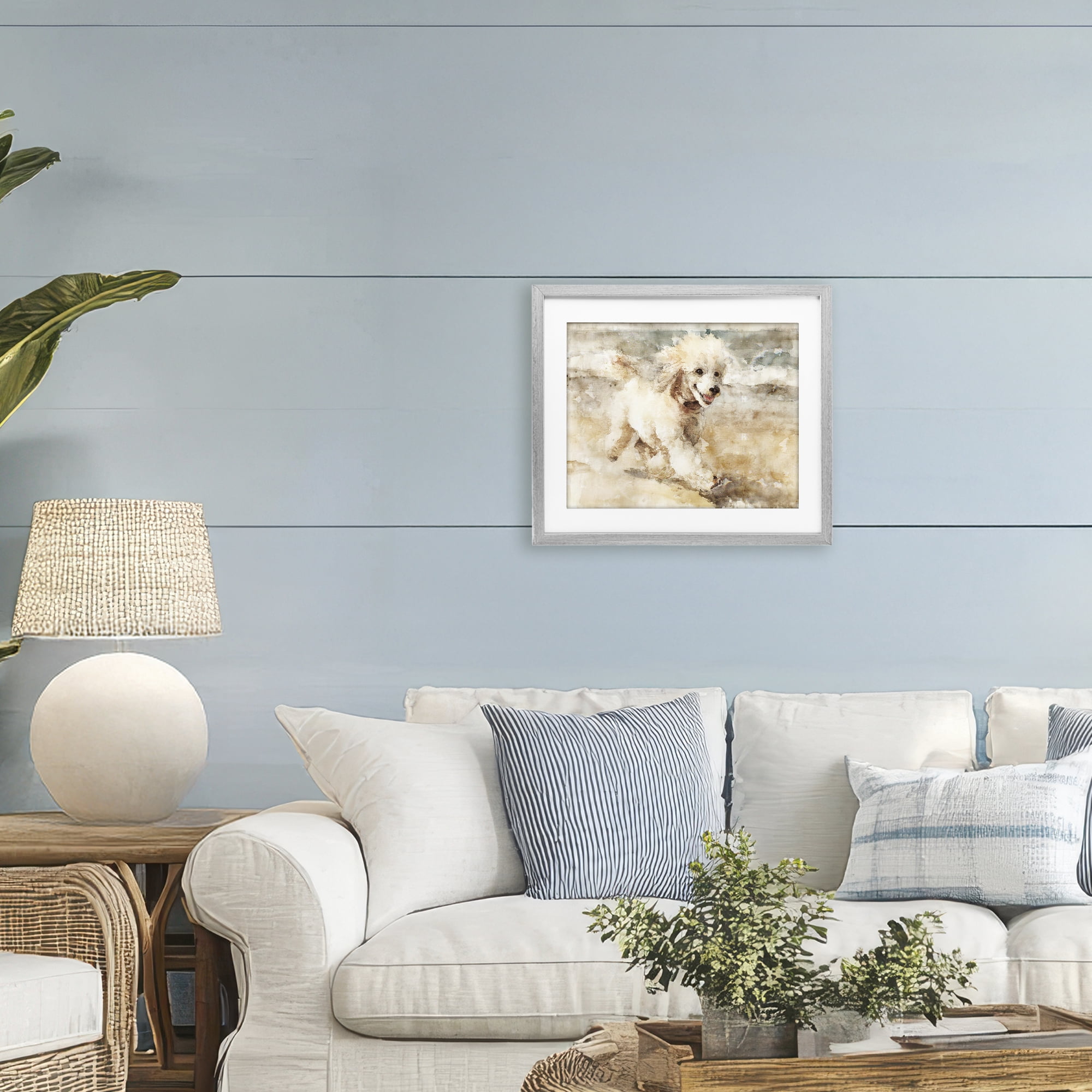 Stupell Industries Coastal Breeze & Poodle Gray Framed Print Under Glass, design by Svetlana Aleynikova