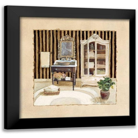 Olson, Charlene 12x12 Black Modern Framed Museum Art Print Titled - Vintage Bath II
