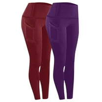 Lmnyox 2 Pack High Waist Leggings for Women Solid Stretchy Yoga Leggings with Pocket Butt Lifting Tights Pants