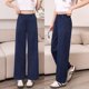 thumbnail image 1 of Pantalones de Pierna Ancha de Nuevo Estilo de Verano para Mujer, Pantalones de Pierna Recta con Cintura Elástica, Pantalones Largos Casuales a la Moda, Pantalones Azul Marino, 1 of 8