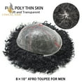 thumbnail image 3 of Lyricalhair Toupee for Men Fine Mono Mens Toupee Hairpieces Human Hair Replacement Systems Poly Coating around Man Hair Units 8"X11" 1B# OFF BLACK, 3 of 7