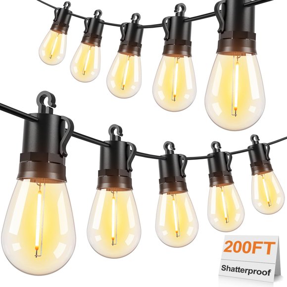 Cadena de luces Brightever 61 S14 LED para exteriores, 61 m, resistente al agua