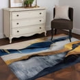 thumbnail image 3 of 3'x5' Area Rugs, Navy Blue Golden Indoor Outdoor Area Rug for Living Room Bedroom, Abstract Modern Artwork Washable Bathroom Rugs Kitchen Floor Carpet Mats Home Decor Aesthetic, 3 of 8