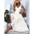 thumbnail image 4 of Women'S Summer Dresses Sleeveless V Neck Knit A Line Casual Midi Cocktail Wedding Guest Dress Cream White XL, 4 of 9