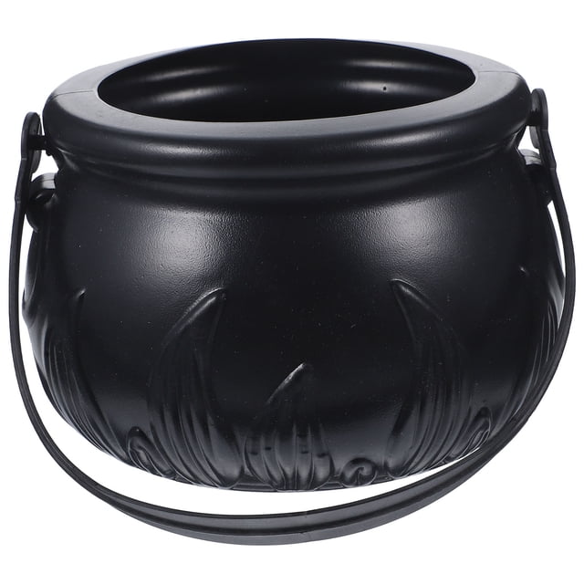 Decoración temática de Halloween: Cubo de bruja de plástico (negro)