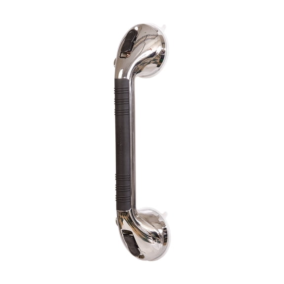 HealthSmart Grab Bars for Bathroom, Suction Cup Shower Handle for Bathtubs and Showers, Shower Safety and Balance Handlebar for Elderly and Handicap, Chrome, 16"