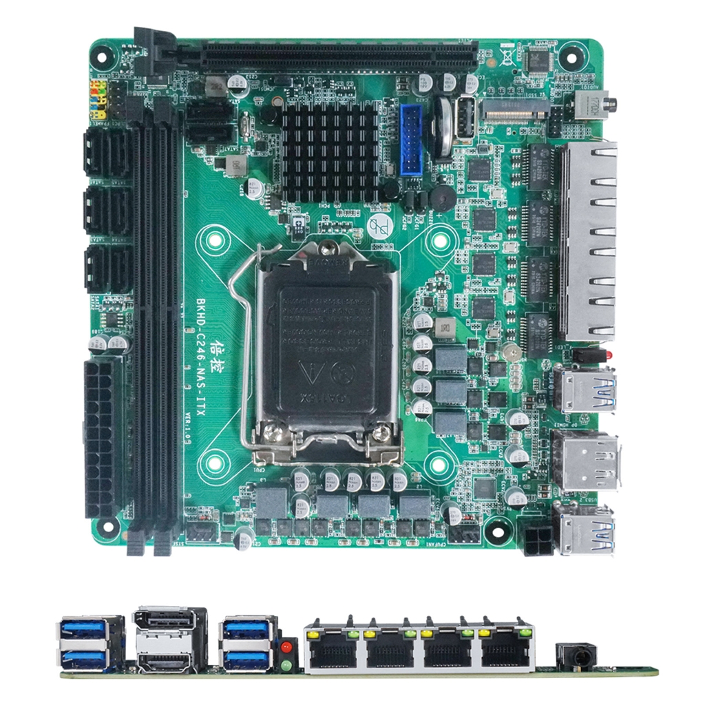 DDR4 ITX Motherboards For Systems 8 Port 4 2.5Gb Networking Interfaces Double Slots for Home Media Center
