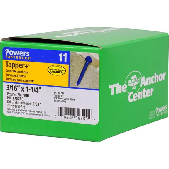 Hillman 3/16 In. x 1-1/4 In. Hex Washer Tapper Concrete Screw Anchor (100-Count)