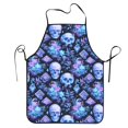 thumbnail image 5 of Uemuo Skull blue crystal flower Printed Bib Apron, Adjustable , Water and Oil Resistant, Cooking Kitchen Chef Apron for Women Men, 5 of 5