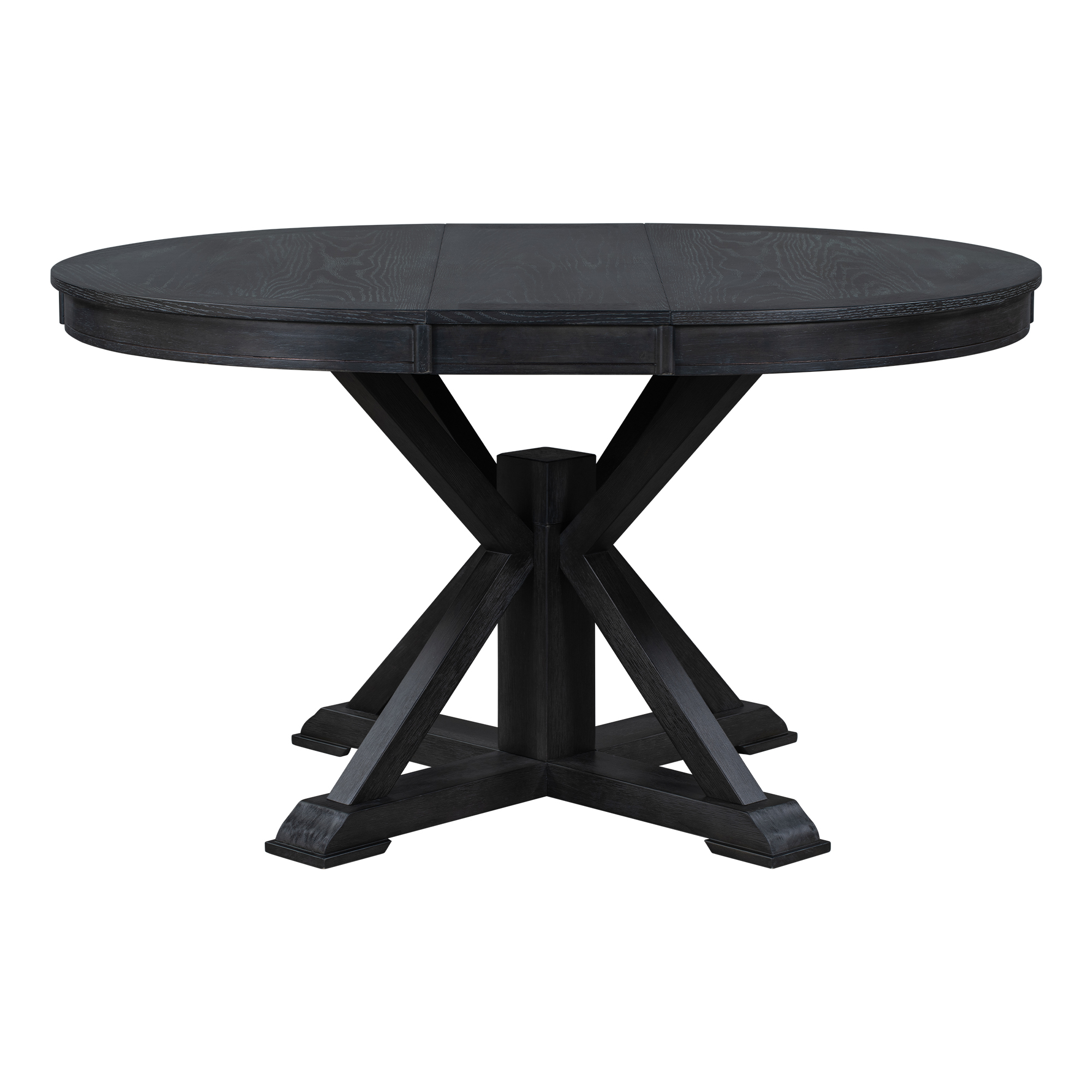Euroco 42"-54" Extendable Round Dining Table for 4-6, Retro Oval Kitchen Table with Removable Leaves & Storage Shelf for Kitchen Dining Room & Small Apartments,Space Saving,Espresso