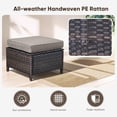 thumbnail image 6 of Planntonneo Outdoor Wicker Ottoman Set of 2, Patio Rattan Footrest Seat with Grey Cushions, Brown Wicker, 6 of 8