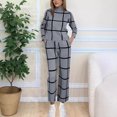 thumbnail image 2 of ShomPort 2PC Casual Outfits for Womens Plaid Pattern Mock Neck Long Sleeve Tees Tops Drawstring Ankle Length Outdoor Cozy Soft Clothes, 2 of 5