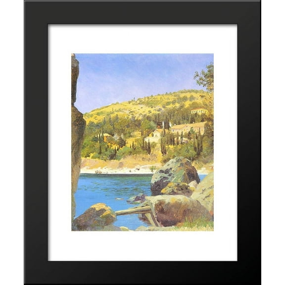 Pejzaz z cyprysami 20x24 Framed Art Print by Ferdynand Ruszczyc
