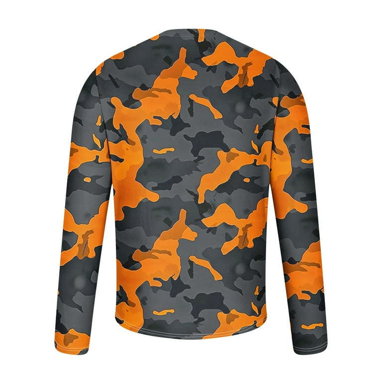 Dagegui Men's Long Sleeve Camo T-Shirt Camouflage Print Crew Neck