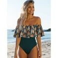 thumbnail image 4 of Sexy Off The Shoulder Solid Swimwear Women One Piece Swimsuit boho ruffle Bathing, 4 of 16