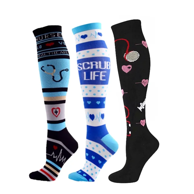 3 Paires de Chaussettes de Compression pour Hommes et Femmes 20-30mmHg Dème Diabète Varices Infirmière Chaussettes de Compression Course
